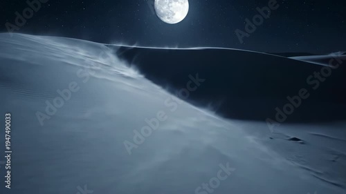 Moonlit desert sand dunes landscape scene.