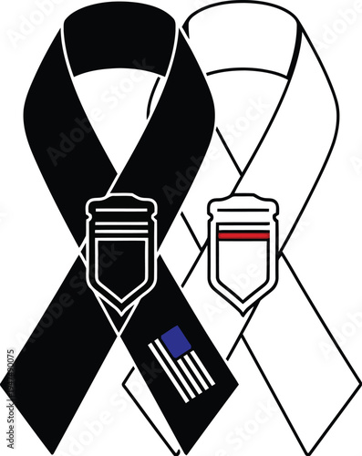 Police and firefighter support ribbon Vector