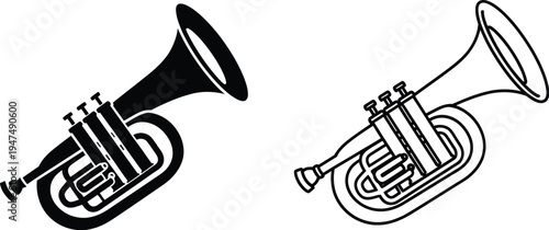 Trumpet illustration pair Vector