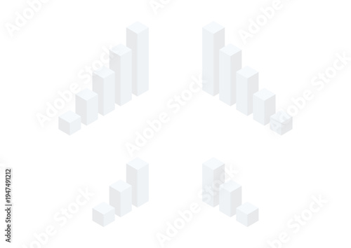 3本と5本の棒で構成されたアイソメトリックな棒グラフのデザイン