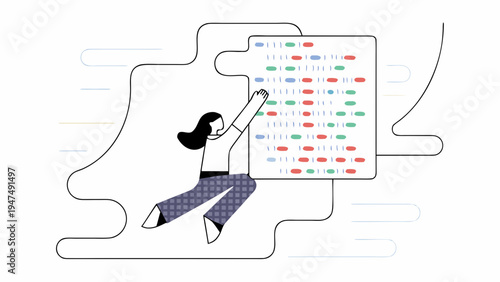 Developer holds a large panel displaying colorful lines of program source code.