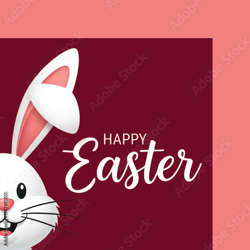 Easter bunny greeting card with happy easter text