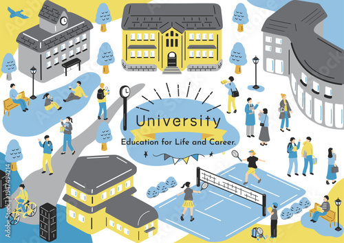 キャンパスライフを楽しむ学生達