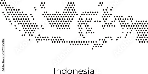 Dotted map of Indonesia - Black vector silhouette illustration. Ideal for professional infographics, travel agency presentations, educational projects, and modern web design elements.