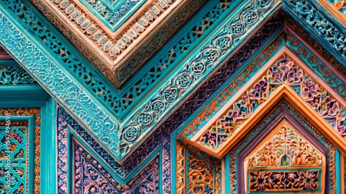 Intricate geometric patterns on colorful ceramic tiles © Afflugo Agency
