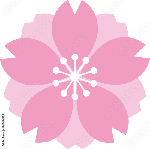 Simple cherry blossom illustration. Flat design sakura flower icon for spring decoration.