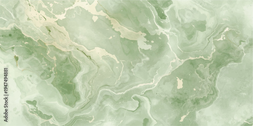 A mesmerizing green paint and marble texture blends with turquoise ocean waves and clear rippled water to create an abstract liquid surface reflecting a serene summer nature scene