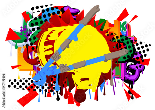 Wire cutter graffiti. Abstract modern street art decoration performed in urban painting style.