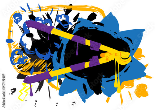 Wire cutter graffiti. Abstract modern street art decoration performed in urban painting style.