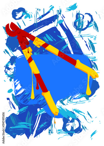 Wire cutter graffiti. Abstract modern street art decoration performed in urban painting style.