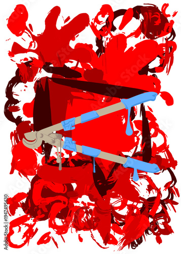 Wire cutter graffiti. Abstract modern street art decoration performed in urban painting style.