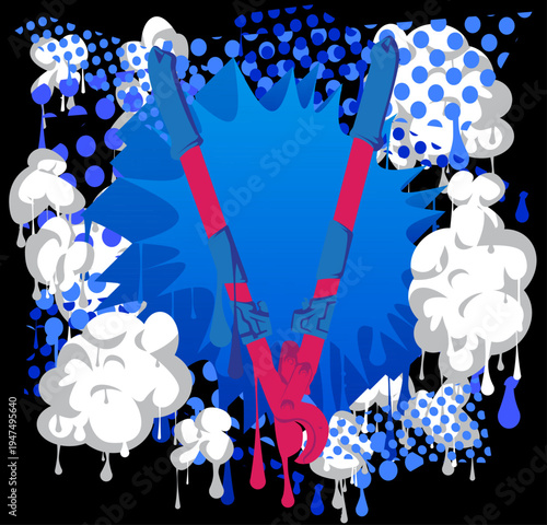 Wire cutter graffiti. Abstract modern street art decoration performed in urban painting style.