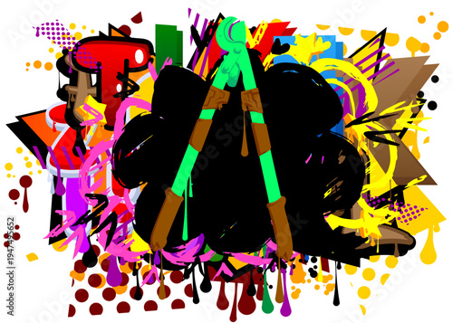 Wire cutter graffiti. Abstract modern street art decoration performed in urban painting style.