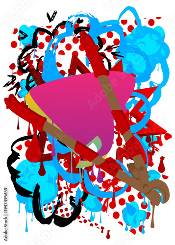 Wire cutter graffiti. Abstract modern street art decoration performed in urban painting style.