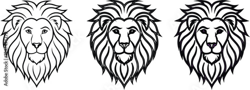 Three Lion Heads Graphic Icon Vector Illustration Simple Design