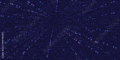 Seamless Futuristic Circuit Board Pattern With Glowing Blue Dots – Digital Technology Network Background Wallpaper
