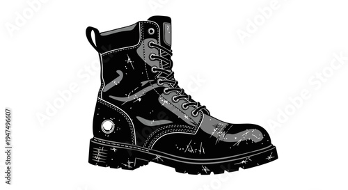 Black combat boot illustration