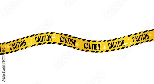 Caution tape, warning ribbon, hazard stripe, security barrier, isolated on white