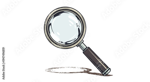 Magnifying glass with shadow on white background