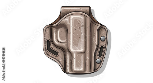 Leather Gun Holster Isolated on White Background