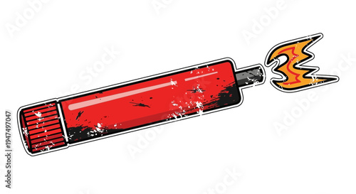 Red lighter with flame illustration