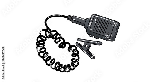 Retro Microphone with Coiled Cord and Clips