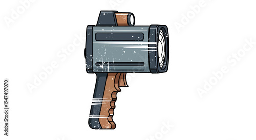 Retro video camera, vintage camcorder, old technology, isolated on white