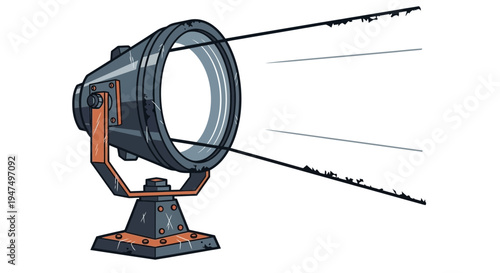 Spotlight beam, searchlight, bright light, isolated on white