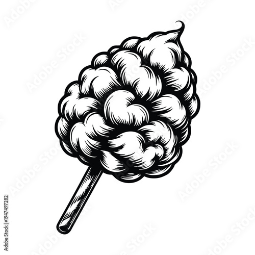 Sweet Carnival Cotton Candy on Stick Vintage Style Vector