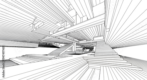 A futuristic architectural drawing of a building.