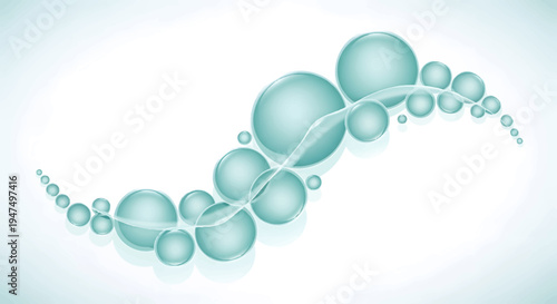 Teal bubbles floating on white background.
