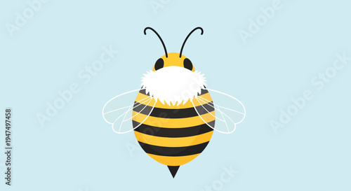 A cute cartoon bee flying happily.