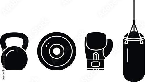 Set of 4 boxing fitness icons vector