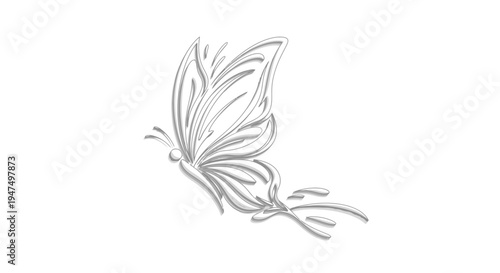 Butterfly sketch with detailed wings drawing.