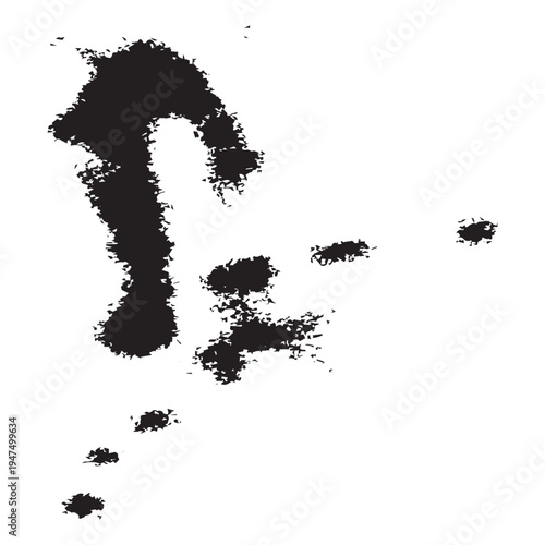 Abstract black ink blot on a white background creating an intriguing and artistic visual.