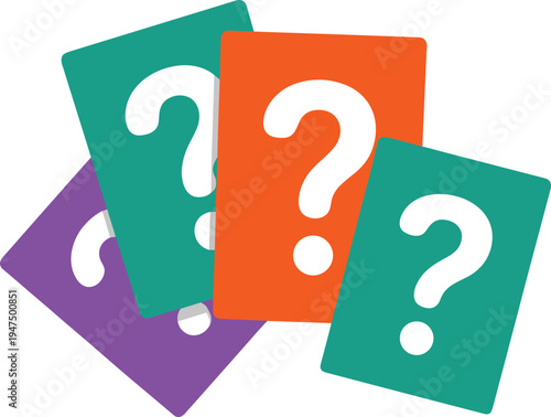 Question quiz cards colorful vector on white background.