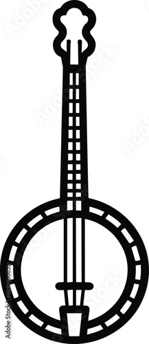 Beautiful banjo instrument vector on white background.