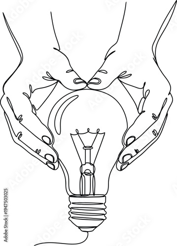 Hands cradling a light bulb with leaves