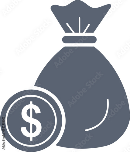 A money bag and coin icon representing finance