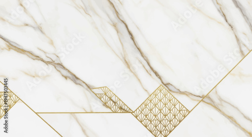 Marble background with gold geometric lines and patterns luxury texture