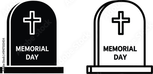 Memorial day tombstones Vector