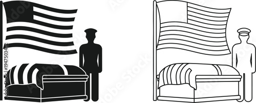 American flag patriotic soldier bed Vector