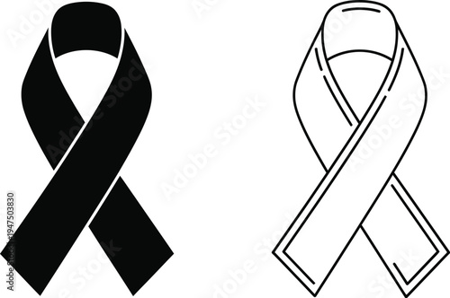 Awareness ribbons black and white Vector