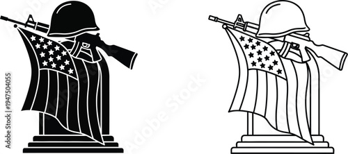 American flag statue illustration Vector