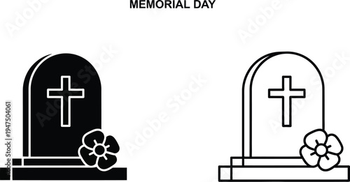 Memorial day tombstones Vector