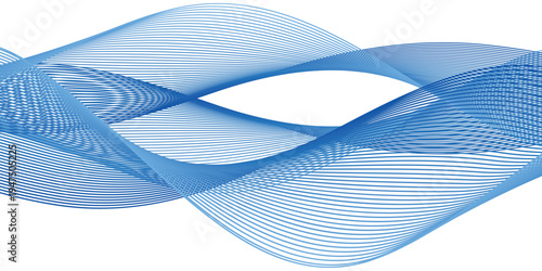 Abstract background with minimalist blue linear waves on white.