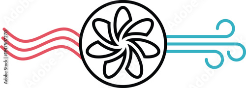 Abstract musical background featuring a tribal vector illustration of headphones with flowing music notes and a black floral lotus design