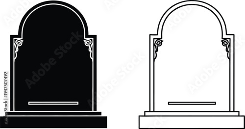 Tombstone monuments black white Vector