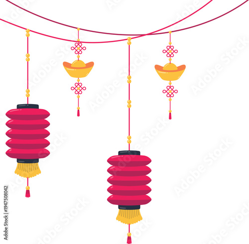 Traditional Chinese Lantern And Knot Ornament