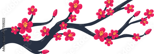 Horizontal Plum Blossom Branch Chinese Decoration